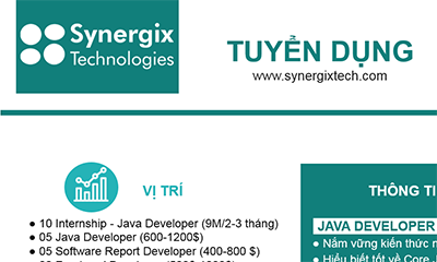 Công ty TNHH Synergix Technologies thông báo tuyển dụng