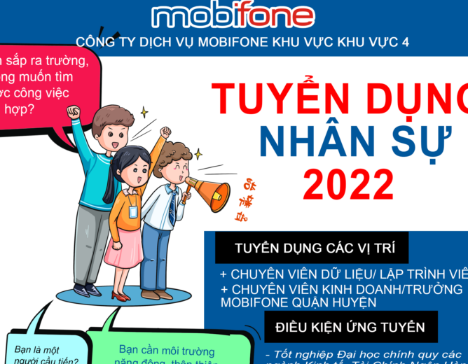 Công ty dịch vụ Mobifone khu vực 4 thông báo tuyển dụng đợt 3 năm 2022