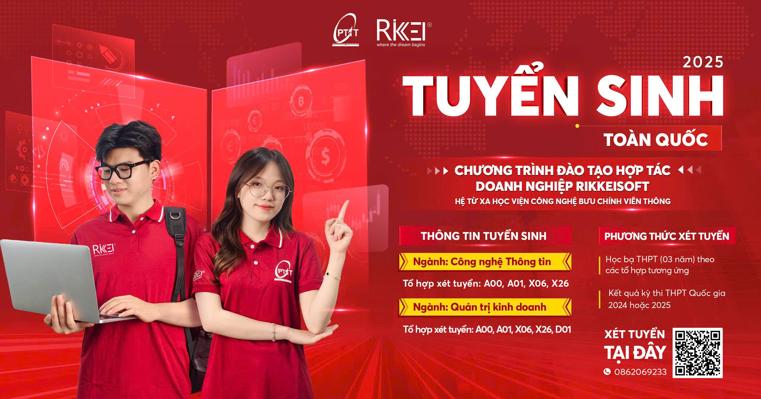 Thông báo tuyển sinh Chương trình đào tạo cử nhân Quản trị kinh doanh (định hướng kinh doanh số) hệ đại học từ xa hợp tác doanh nghiệp Rikkeisoft năm 2025