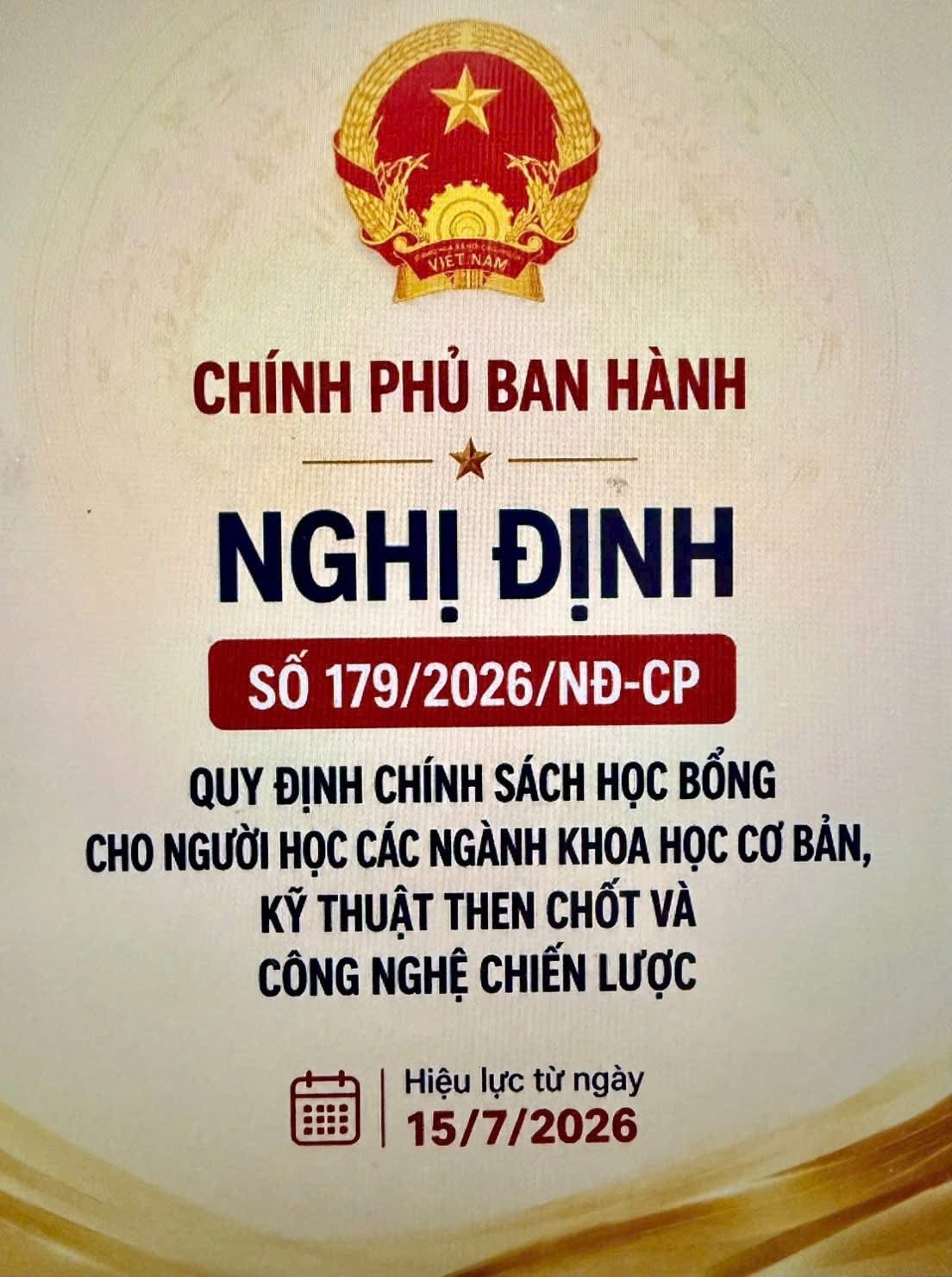 Nhiều ngành đào tạo của PTIT được hưởng chính sách học bổng theo Nghị định 179/2026/NĐ-CP của Chính phủ